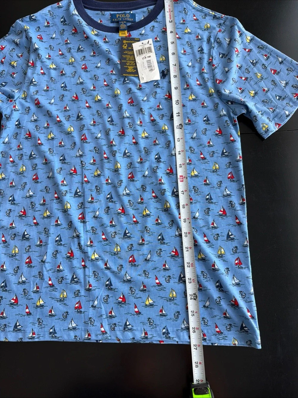 Polo Ralph Lauren Light Blue Sailboat Print Tee NWT Crew neck